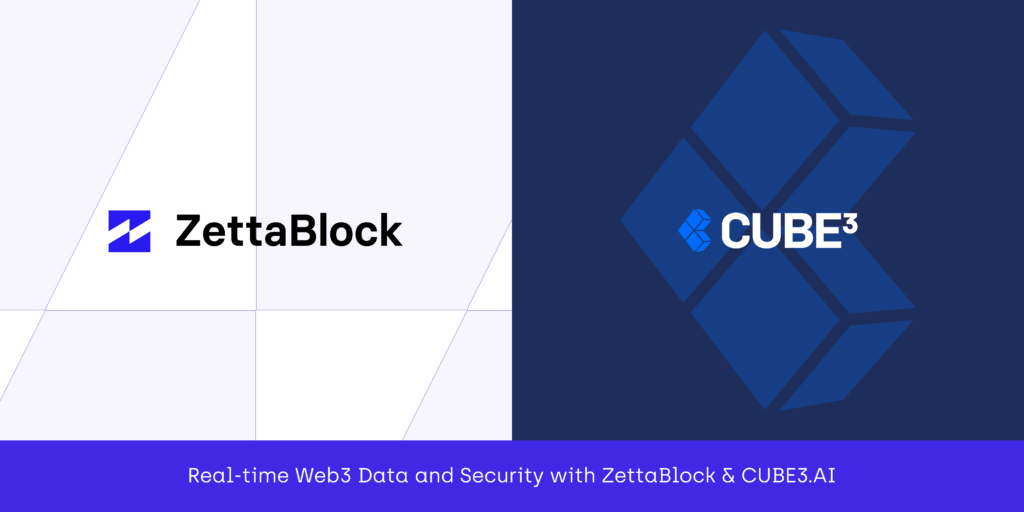 ZettaBlock logo and CUBE3.AI logo